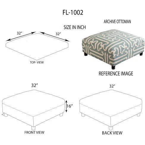 Surya Archive Modern Dusty Sage & Beige Hand Woven Wool Ottoman FL-1002 - Image 3