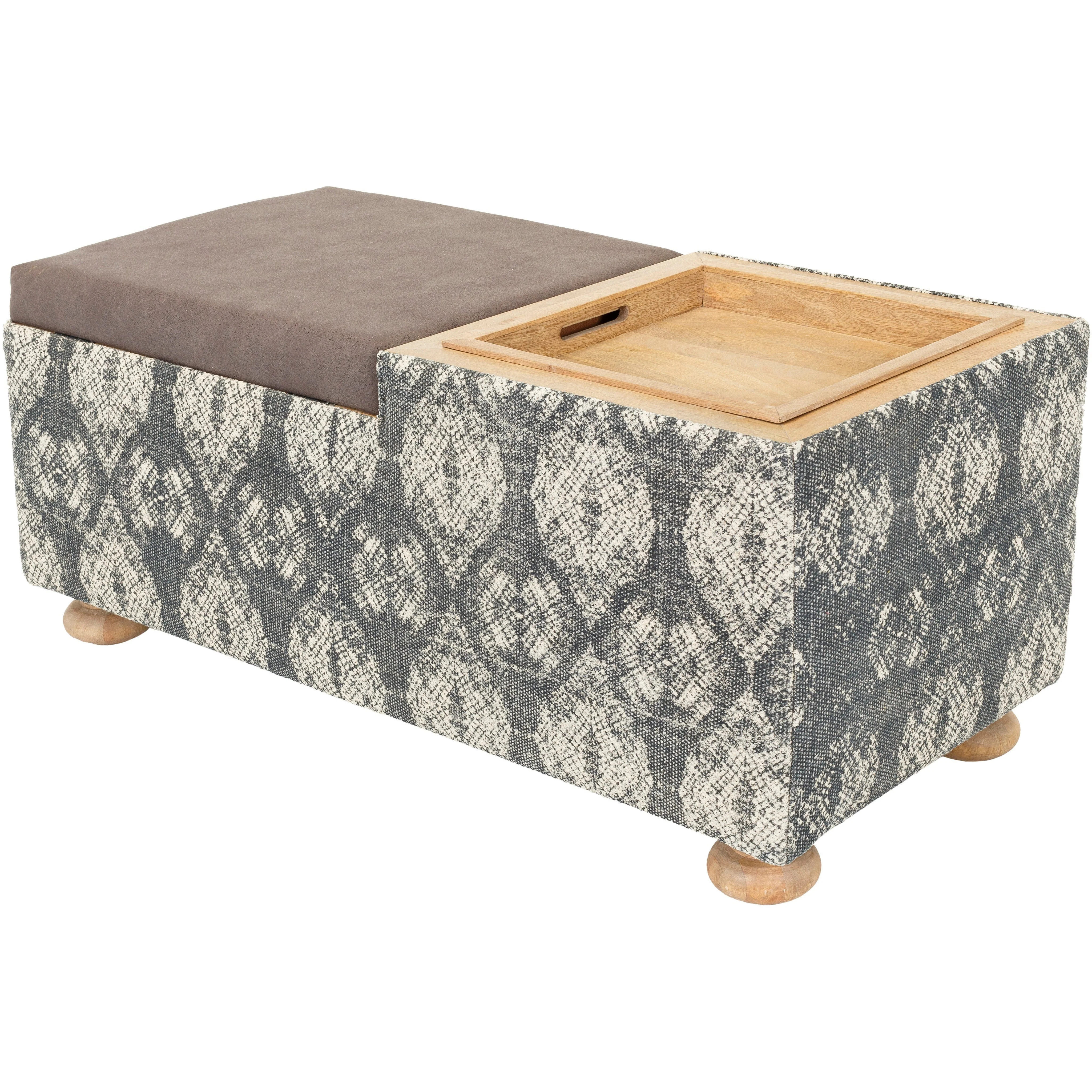 Surya Arturo Modern Boho Indigo Blue, Charcoal & Light Beige Storage Ottoman AUO-001 - Image 2