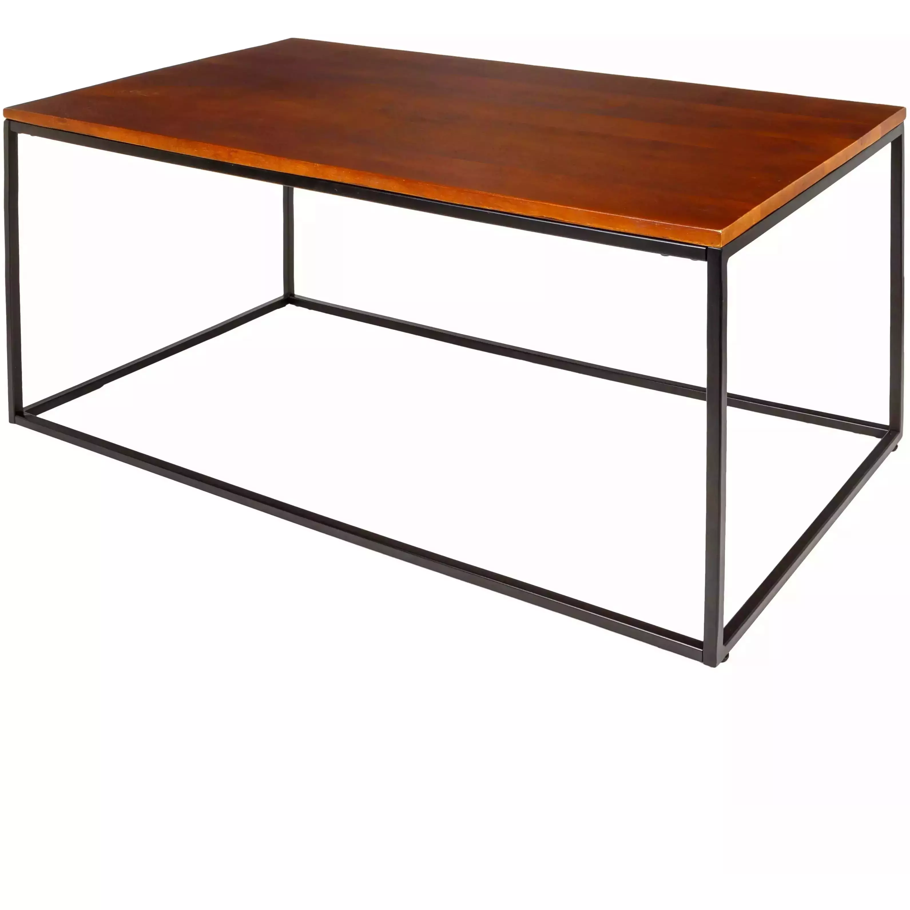 Surya Aryaa Modern Dark Brown Wood Top With Black Metal Base Coffee Table YAA-002 - Image 2