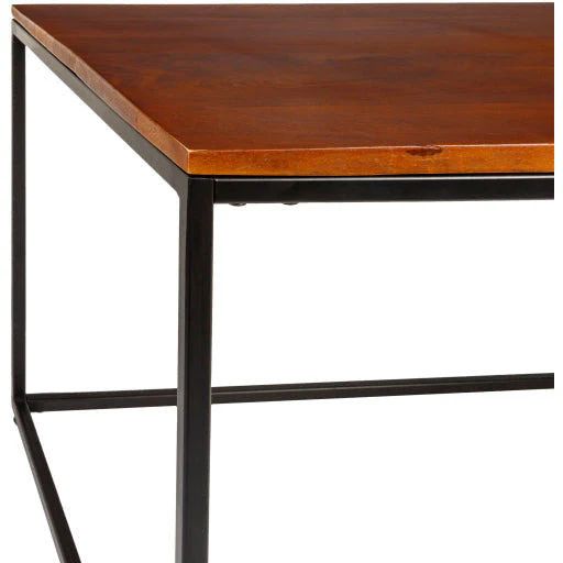Surya Aryaa Modern Dark Brown Wood Top With Black Metal Base Coffee Table YAA-002 - Image 5