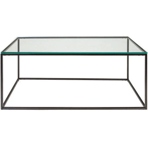 Surya Aryaa Modern Glass Top With Black Metal Base Rectangular Coffee Table YAA-003 - Image 4