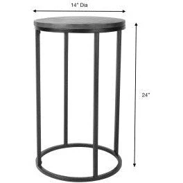 Surya Aryaa Modern Wood Top With Black Metal Base Round Accent Side Table YAA-014 - Image 5