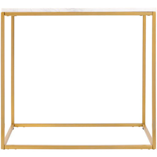 Surya Aryaa Modern White Marble Top With Gold Metal Base Accent Side Table YAA-019 - Image 2