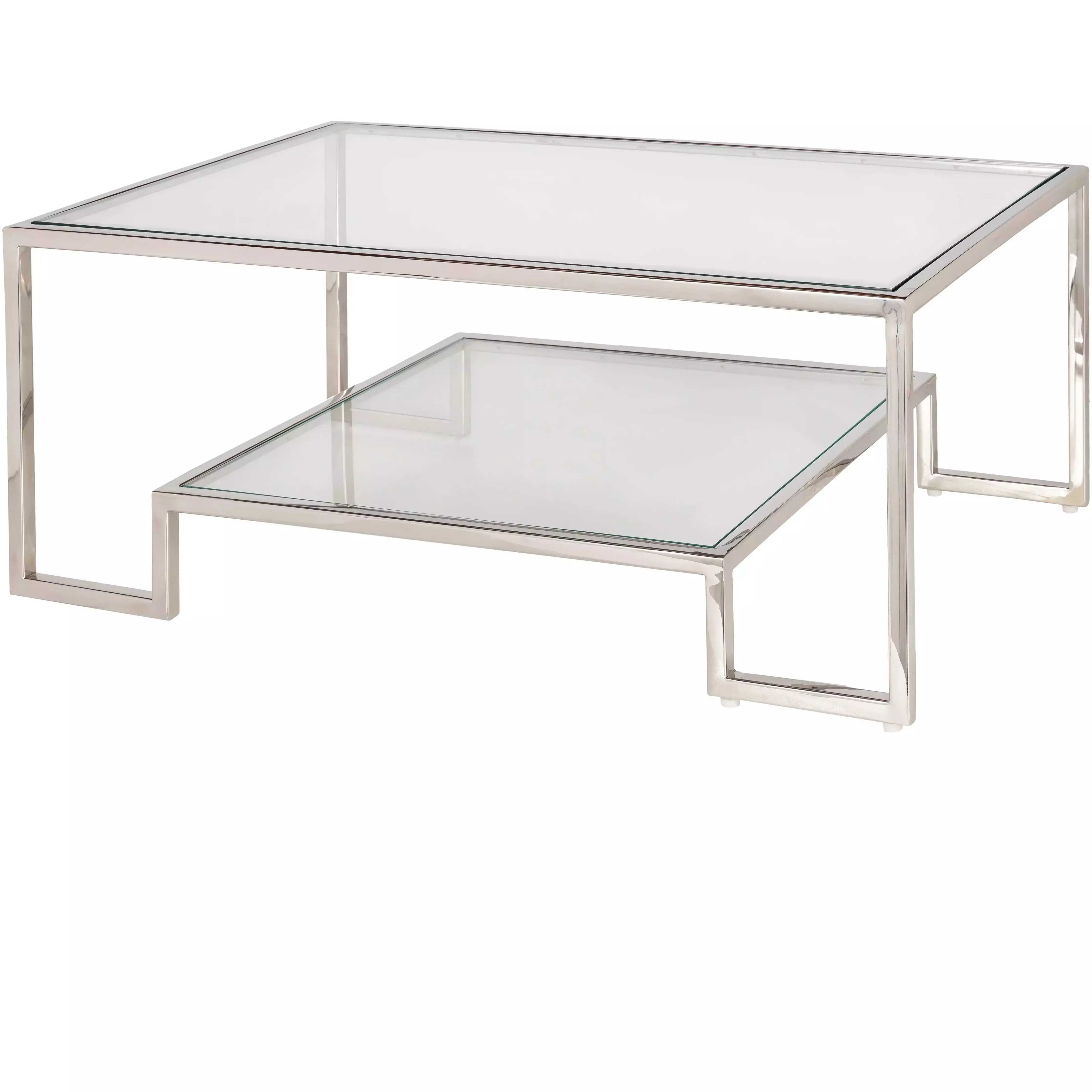 Surya Ascalon Modern Glass Top With Stainless Steel Base Coffee Table AOC-001