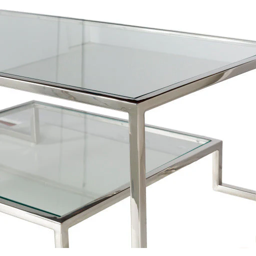 Surya Ascalon Modern Glass Top With Stainless Steel Base Coffee Table AOC-001 - Image 2