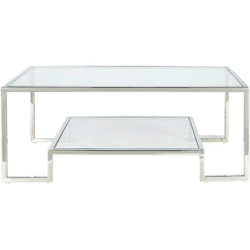 Surya Ascalon Modern Glass Top With Stainless Steel Base Coffee Table AOC-001 - Image 5