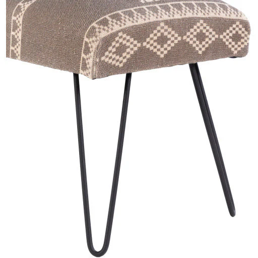 Surya Asmara Rustic Modern Hand Woven Fabric Bench With Black Metal Base RAM-001 - Image 5