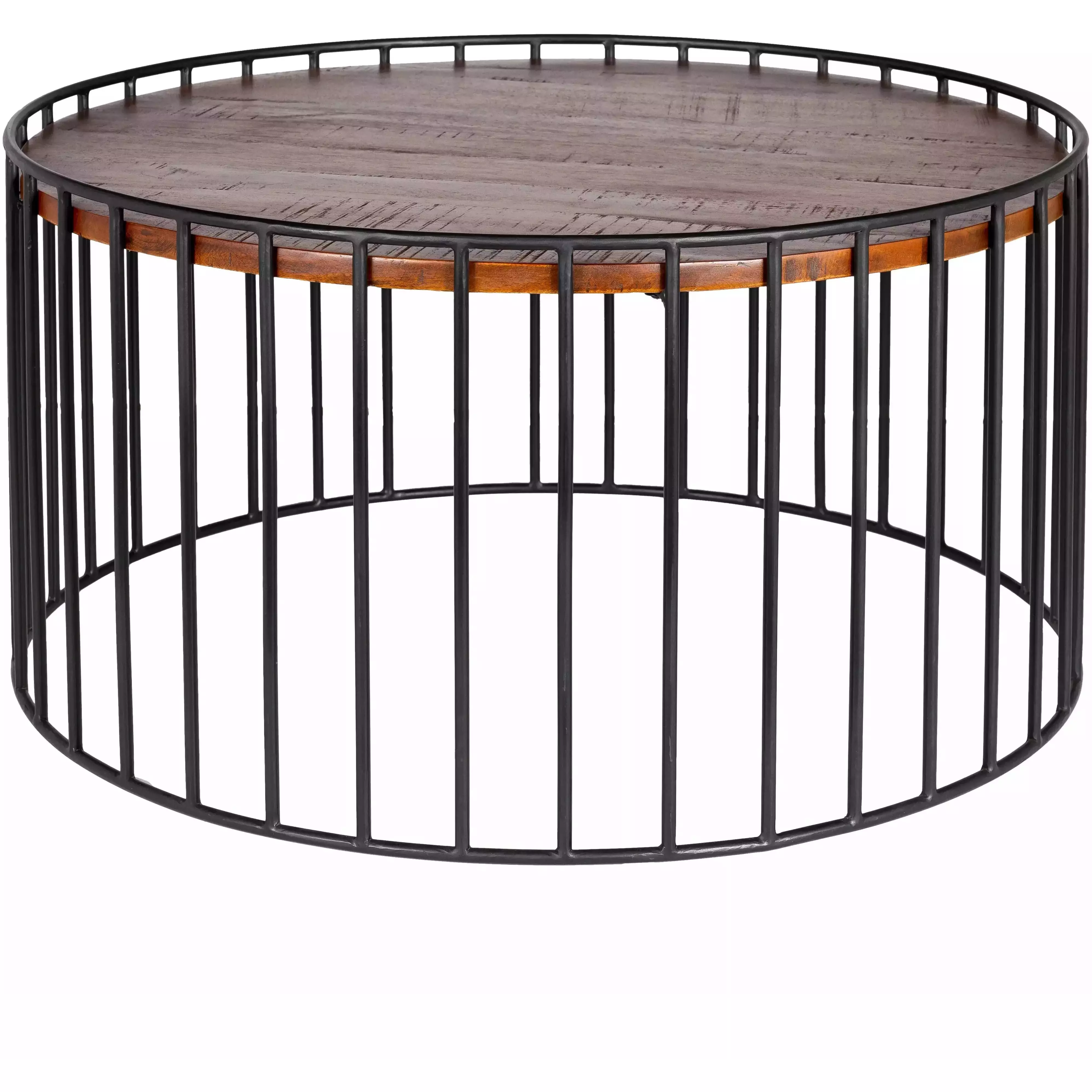 Surya Asmayra Modern Brown Wood Top With Black Metal Base Round Coffee Table AYM-001 - Image 2