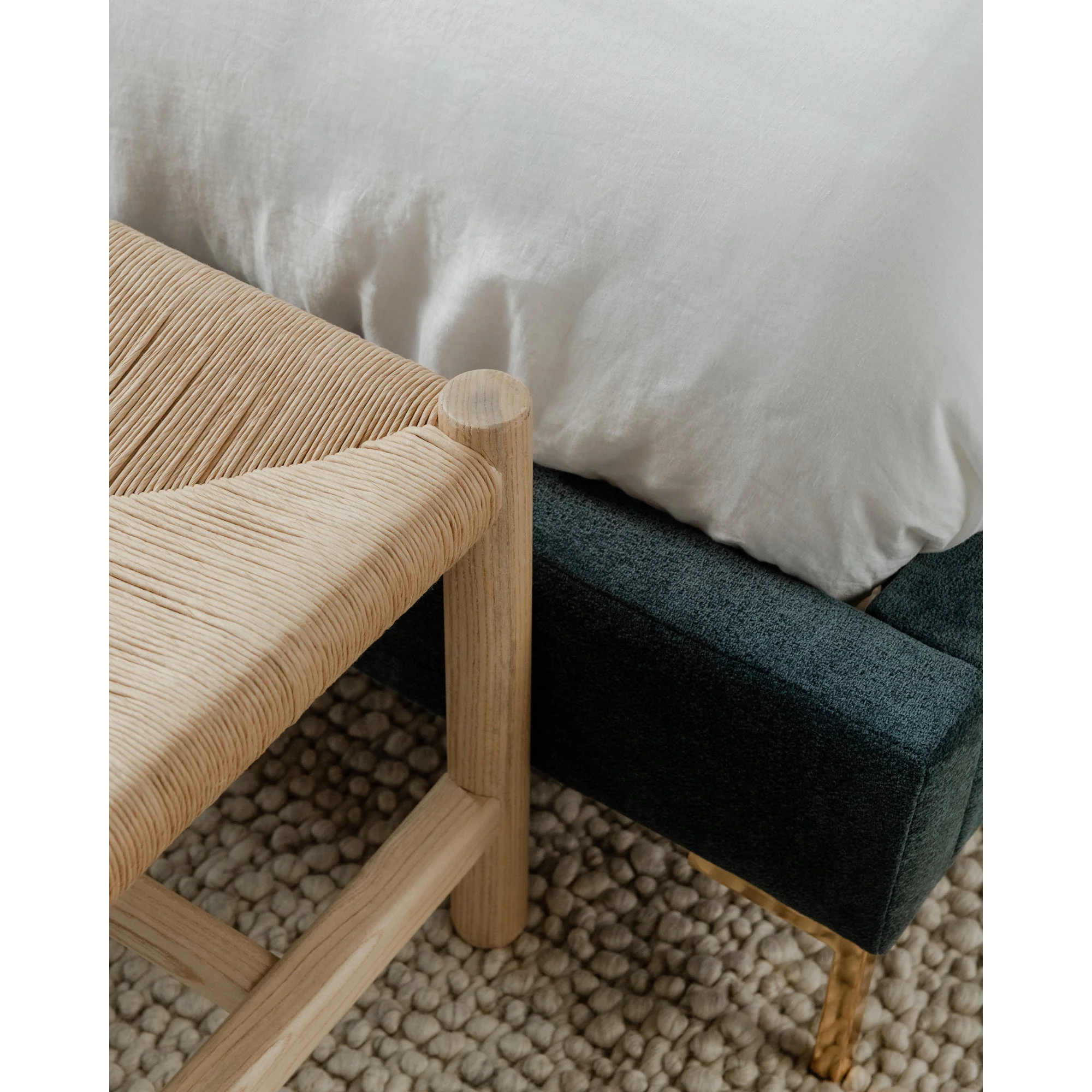 Moe's Home Collection Astrid Blue Velvet Upholstered Queen Size Bed - Image 9