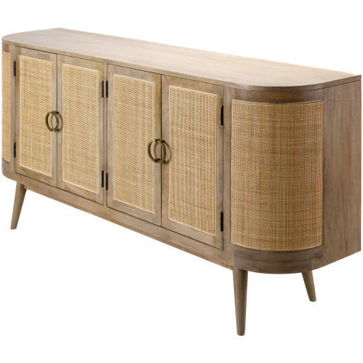 Surya Avadi Modern Natural Wood and Rattan Sideboard Cabinet VDI-001 - Image 10