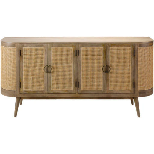 Surya Avadi Modern Natural Wood and Rattan Sideboard Cabinet VDI-001 - Image 2