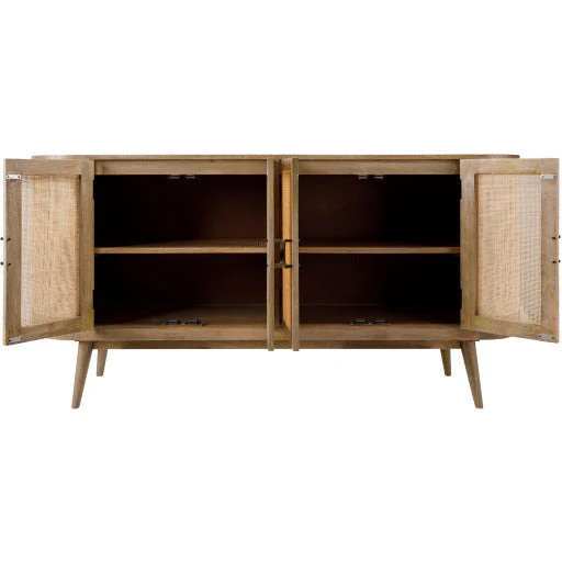 Surya Avadi Modern Natural Wood and Rattan Sideboard Cabinet VDI-001 - Image 3