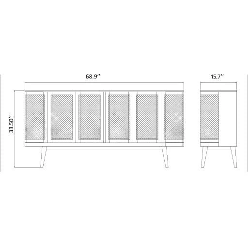 Surya Avadi Modern Natural Wood and Rattan Sideboard Cabinet VDI-001 - Image 5