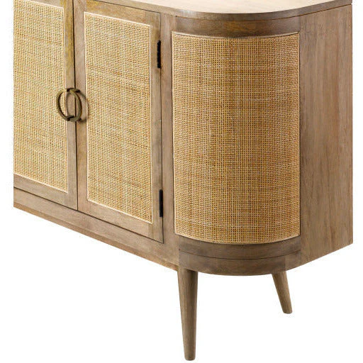 Surya Avadi Modern Natural Wood and Rattan Sideboard Cabinet VDI-001 - Image 6
