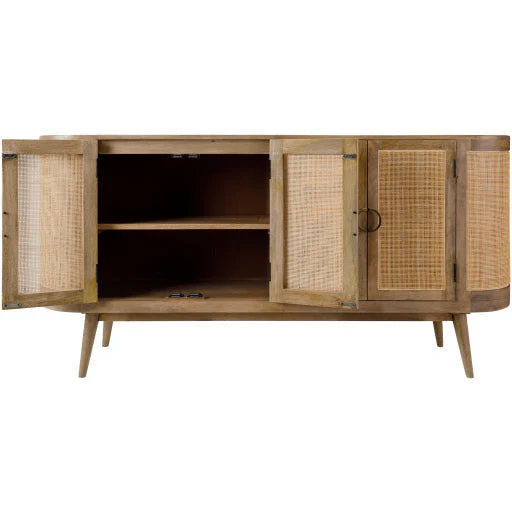 Surya Avadi Modern Natural Wood and Rattan Sideboard Cabinet VDI-001 - Image 7