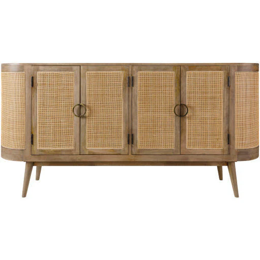 Surya Avadi Modern Natural Wood and Rattan Sideboard Cabinet VDI-001 - Image 9