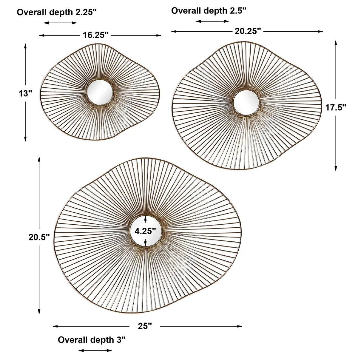 Uttermost Avarie Plated Gold Set of 3 Metal Wall Art - Image 5