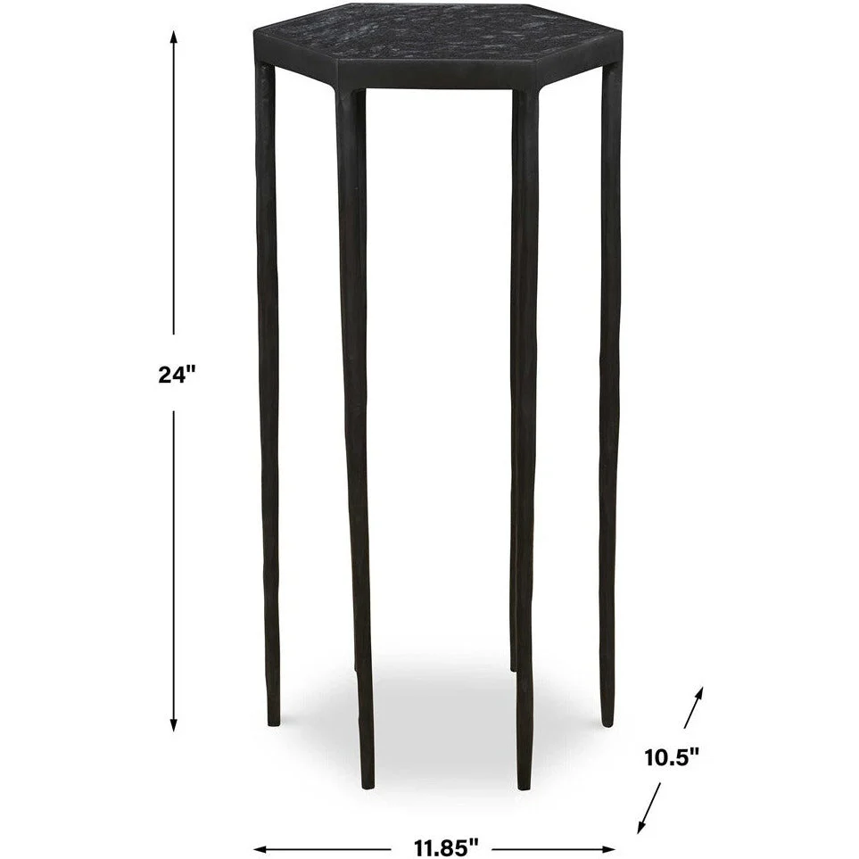 Uttermost Aviary Black Marble top With Black Iron Round Accent Table - Image 5