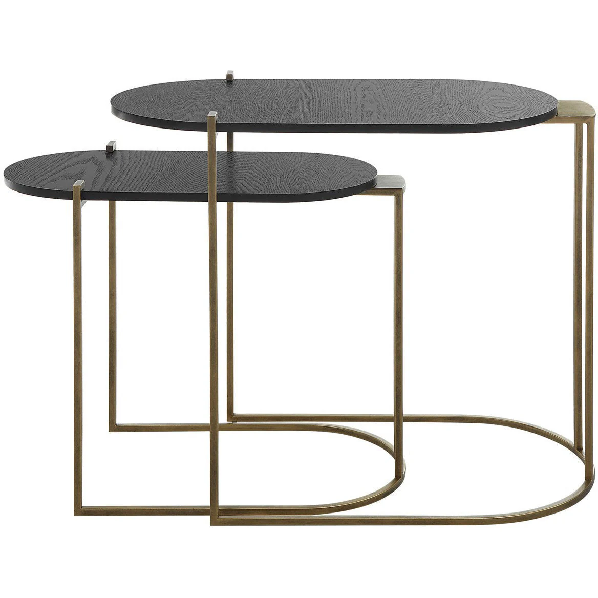 Uttermost Aztec Antiqued Brass  Set of 2 Modern Oval Nesting Tables - Image 3