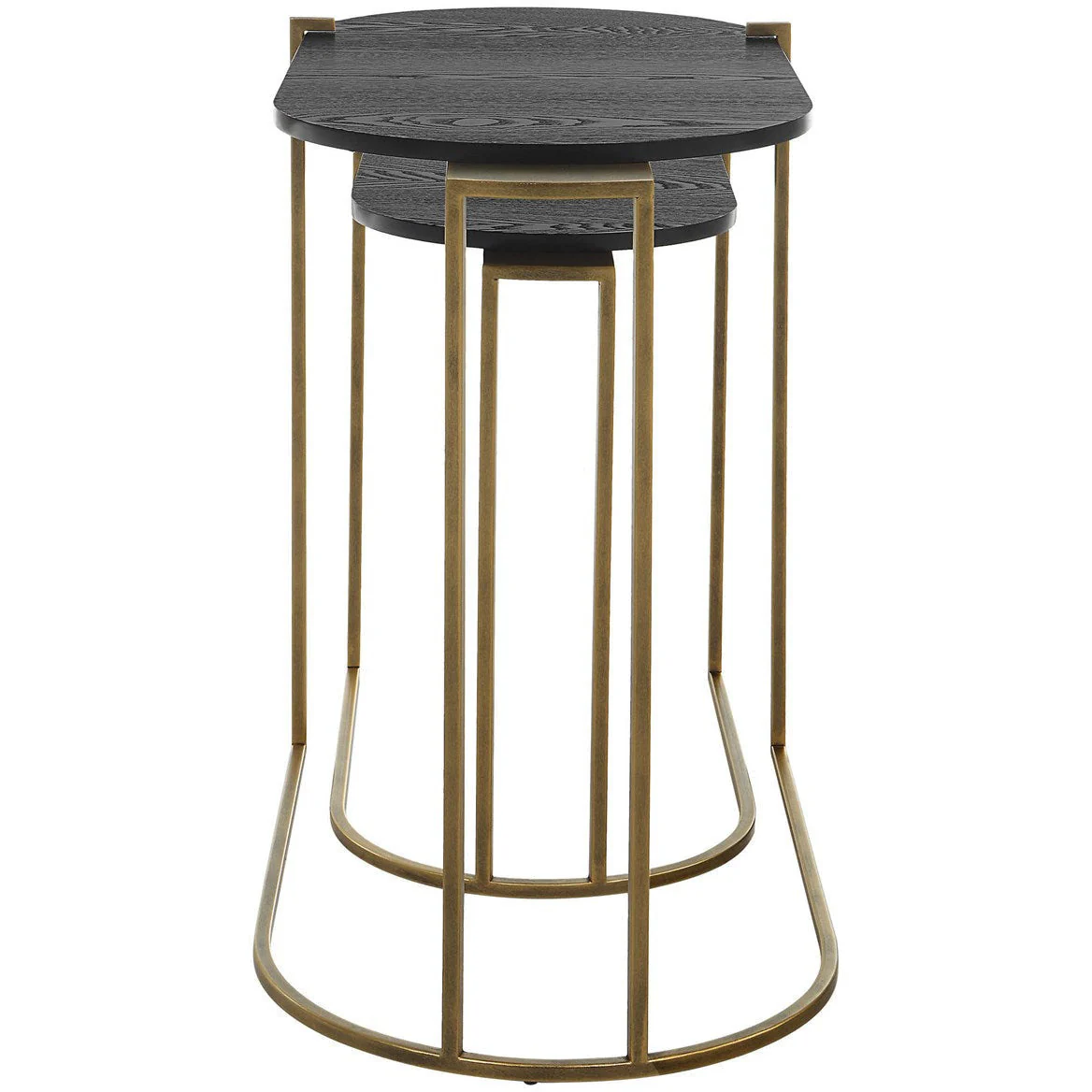 Uttermost Aztec Antiqued Brass  Set of 2 Modern Oval Nesting Tables - Image 4