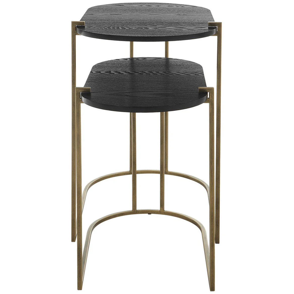 Uttermost Aztec Antiqued Brass  Set of 2 Modern Oval Nesting Tables - Image 5