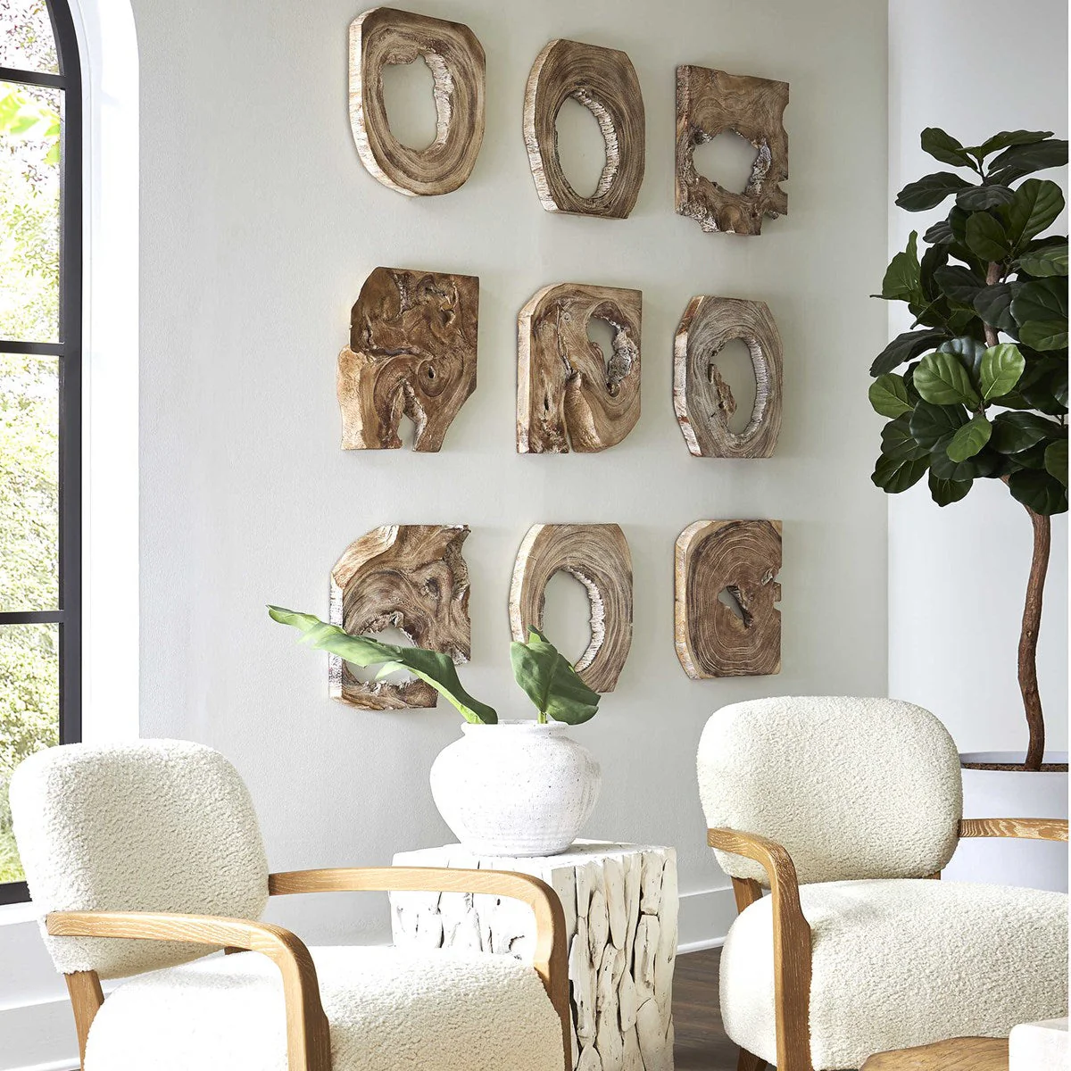 Uttermost Bahati Whitewashed Set of 9 Wood Wall Art - Image 2
