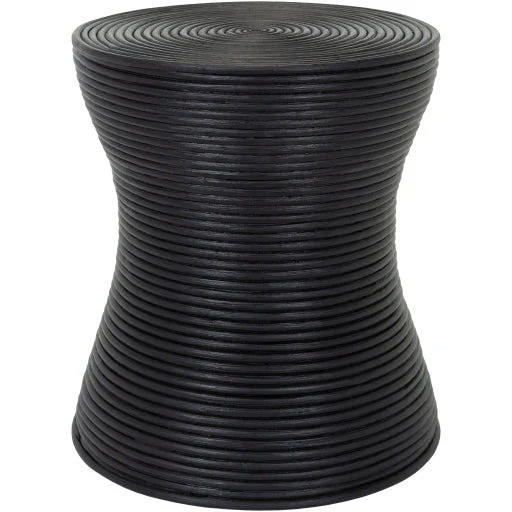 Surya Balinese Modern Black Rattan Round Accent Side Table BAS-004 - Image 2