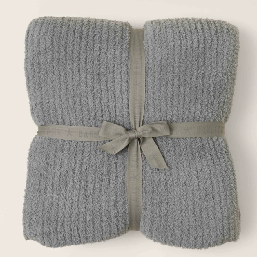 Barefoot Dreams CozyChic Eucalyptus Ribbed Bed Blanket Available in Queen and King Sizes