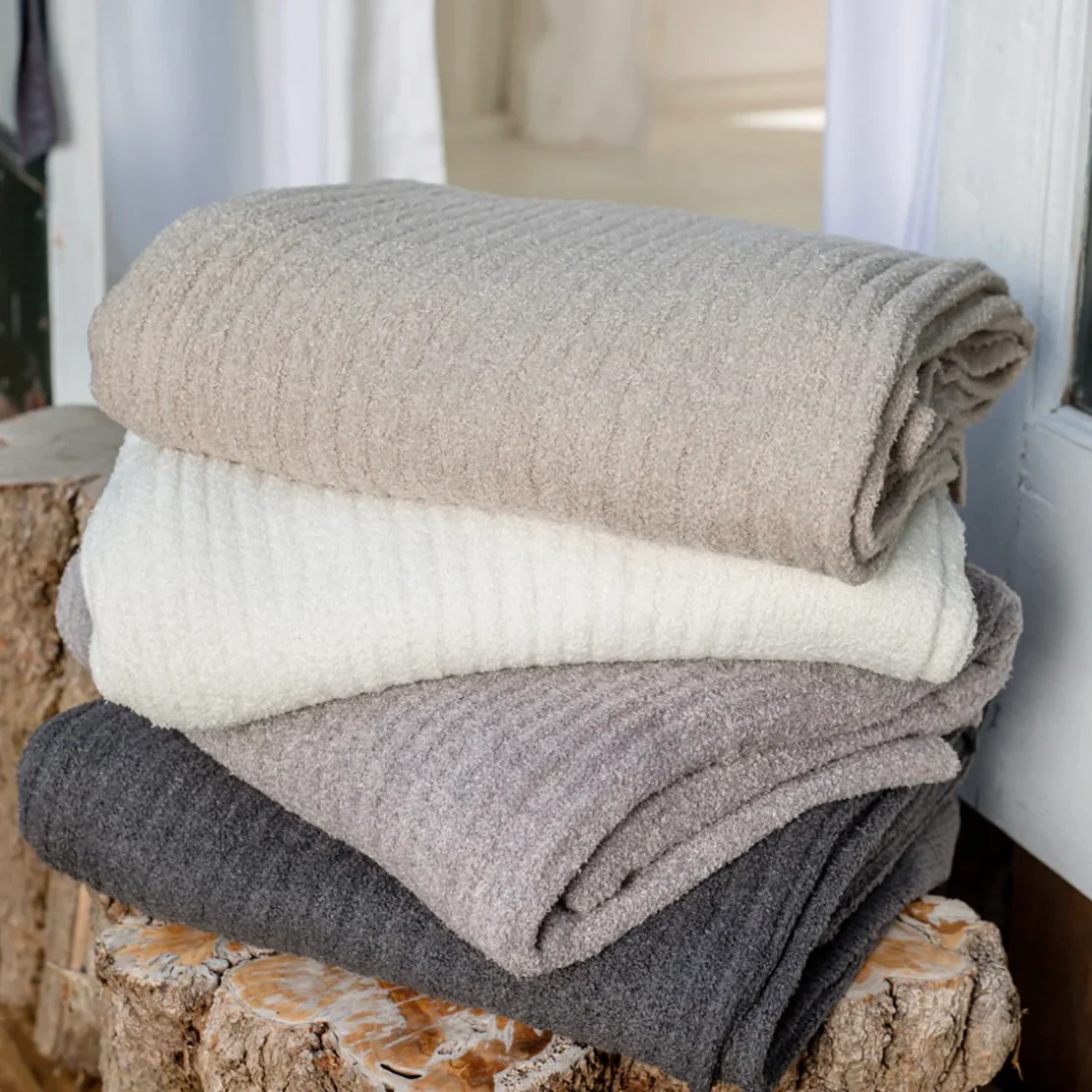 Barefoot Dreams CozyChic Lite Carbon Ribbed Throw Blanket - Image 2