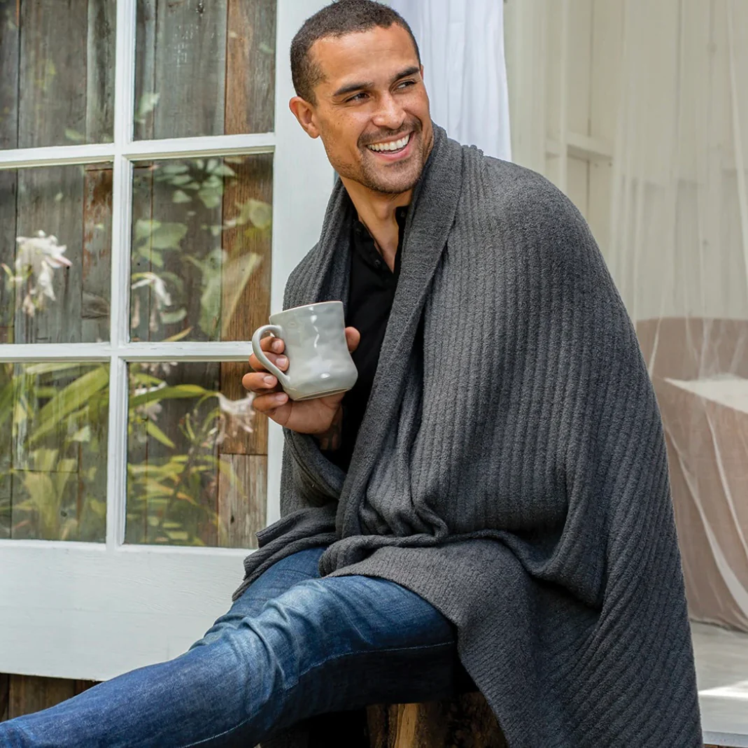 Barefoot Dreams CozyChic Lite Carbon Ribbed Throw Blanket - Image 3