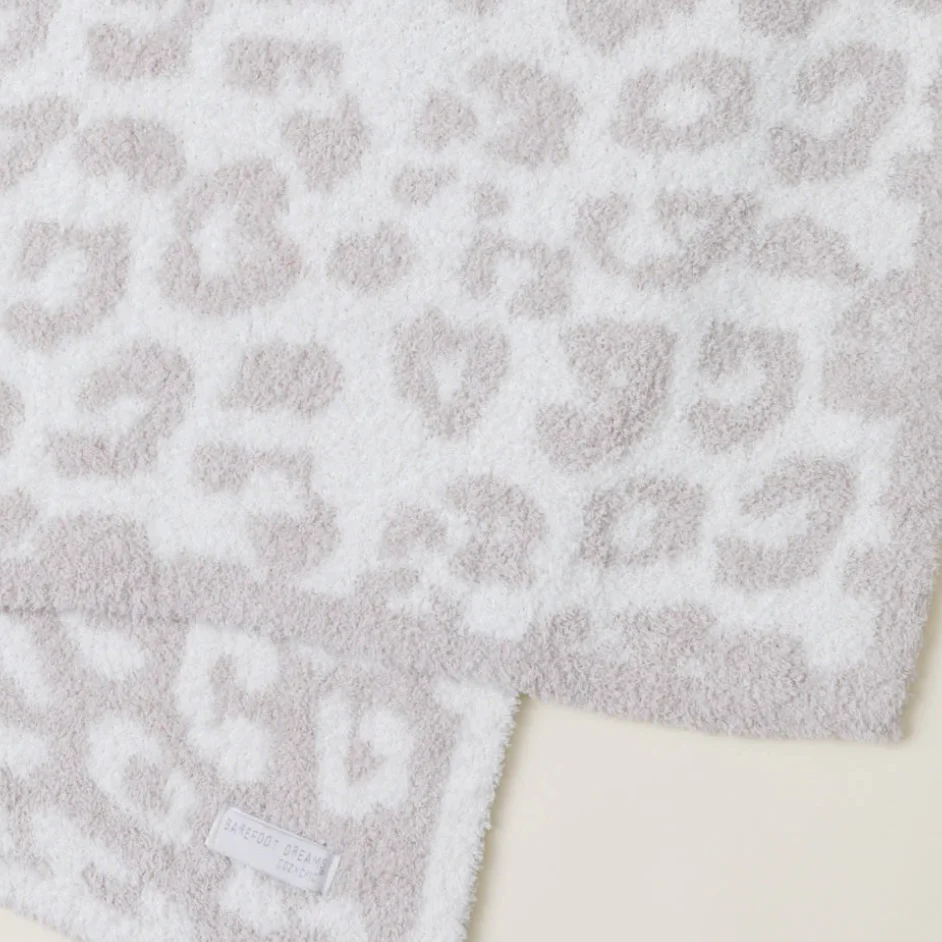 Barefoot Dreams CozyChic Barefoot in The Wild Leopard Cream and Stone Throw Blanket - Image 2