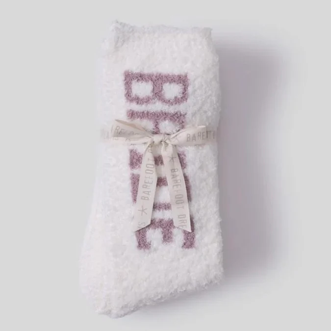 Barefoot Dreams CozyChic Bridal 2 Pair Sock Set ~ Pearl and Teaberry - Image 2
