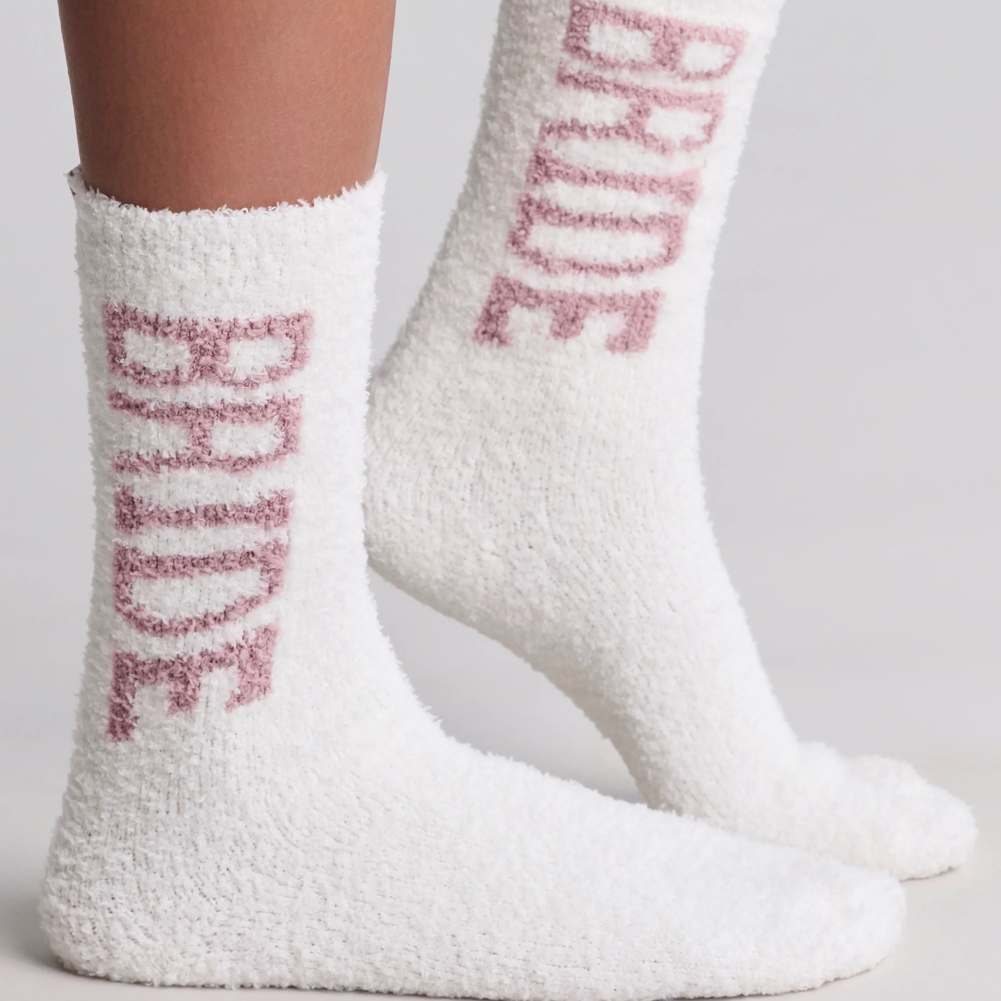 Barefoot Dreams CozyChic Bridal 2 Pair Sock Set ~ Pearl and Teaberry - Image 3
