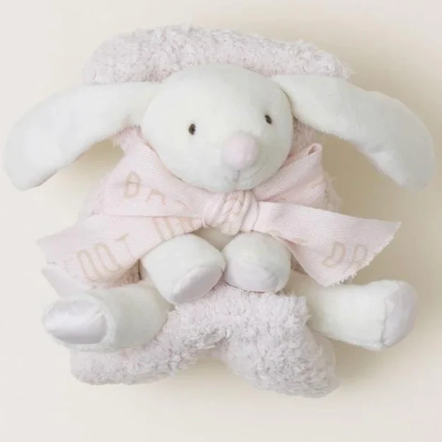 Barefoot Dreams CozyChic Bunny Buddie Pink Baby Blanket