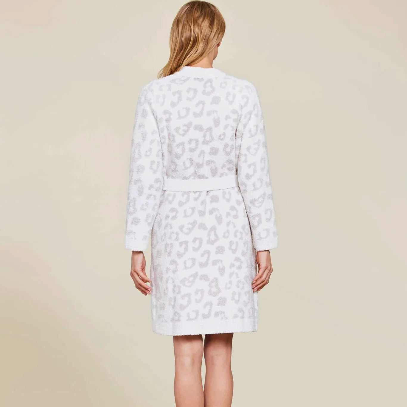 Barefoot Dreams CozyChic Cream & Stone Leopard In The Wild Robe ~ Size Small / Medium - Image 3