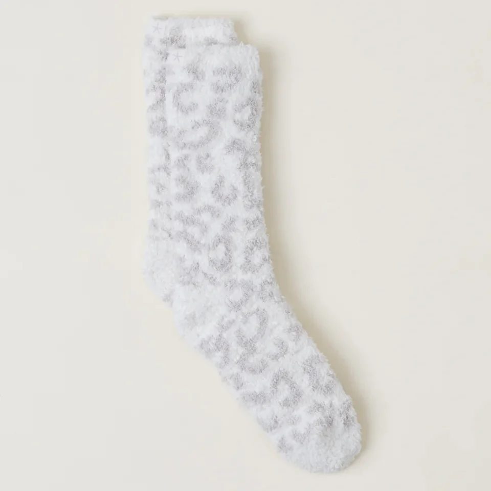 Barefoot Dreams CozyChic Cream & Stone Leopard In The Wild Socks - Image 2