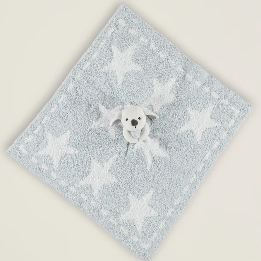 Barefoot Dreams CozyChic Dream Puppy Buddie Baby Blanket ~ Aqua Ice Stars - Image 2
