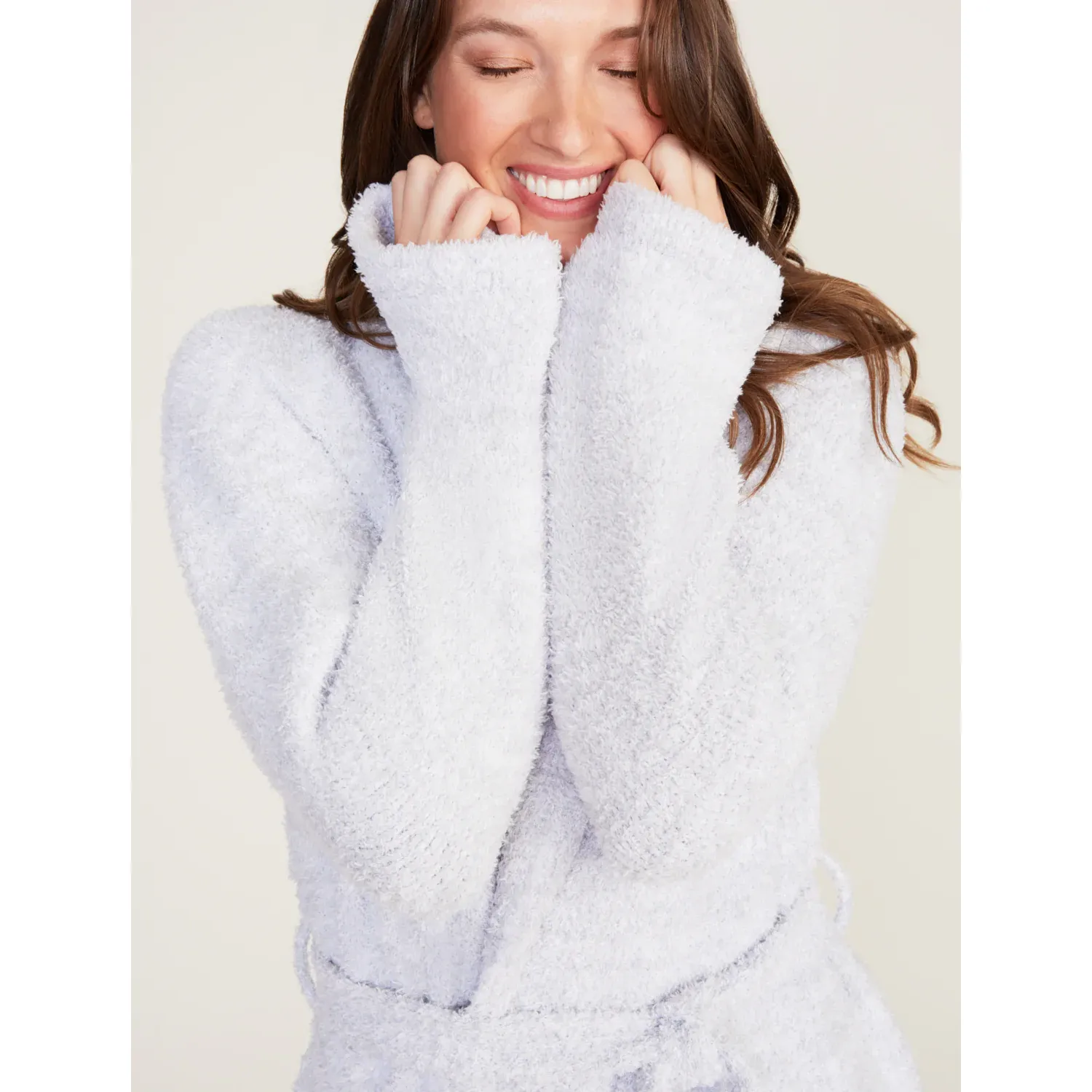 Barefoot Dreams CozyChic Heathered Ocean and White Robe ~ Size Small / Medium - Image 5