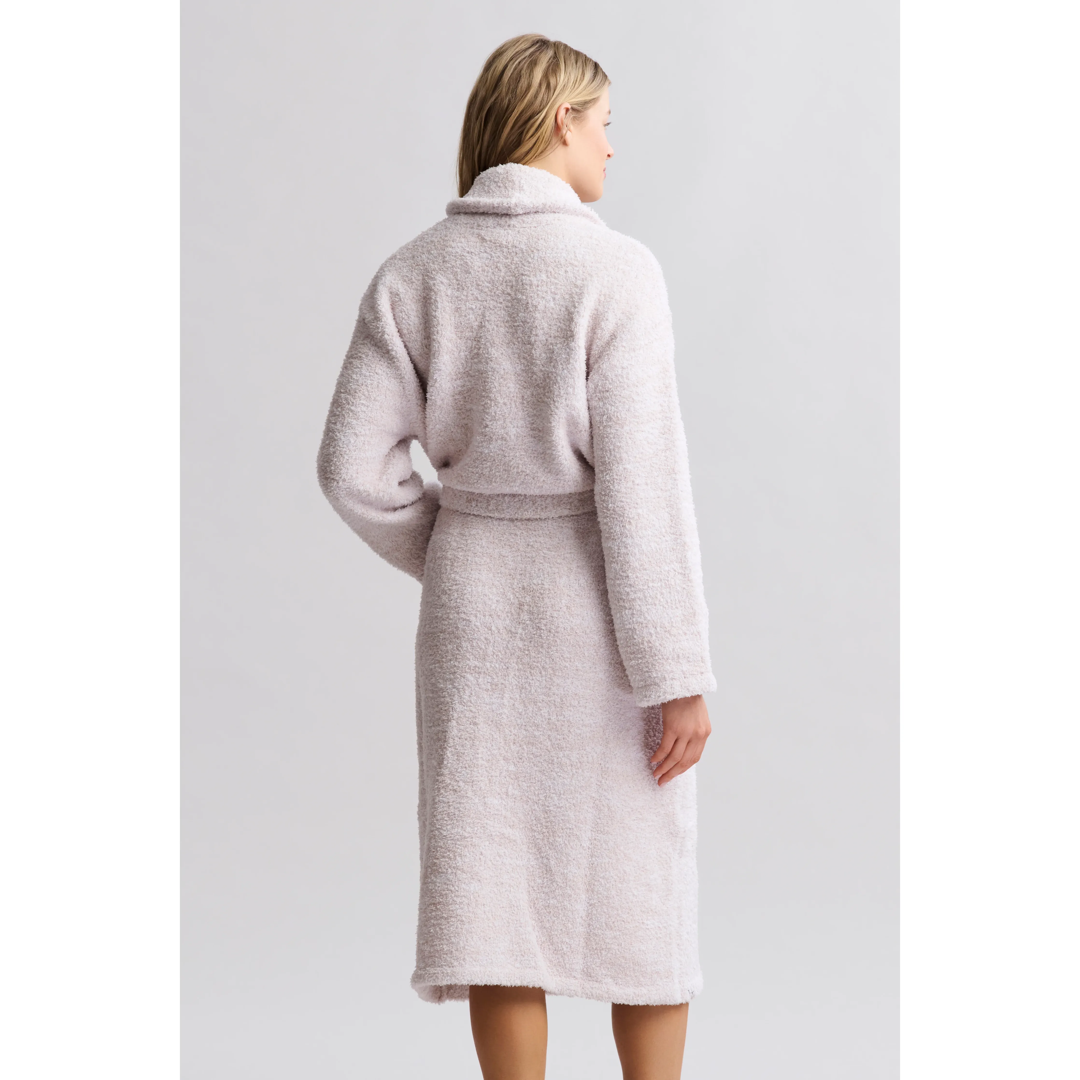 Barefoot Dreams CozyChic Heathered Stone and White Robe ~ Size Small / Medium - Image 4