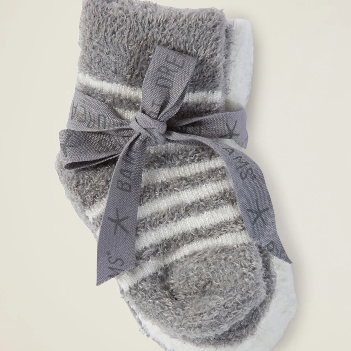 Barefoot Dreams CozyChic Lite Infant Set of 3 Sock Set ~ Pewter and Pearl - Image 2