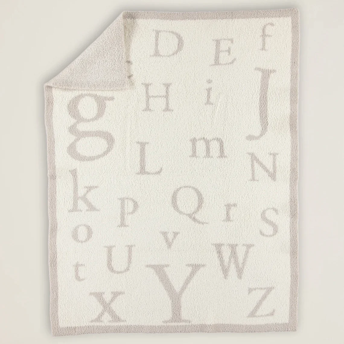 Barefoot Dreams CozyChic Stone and Cream ABC Baby Blanket