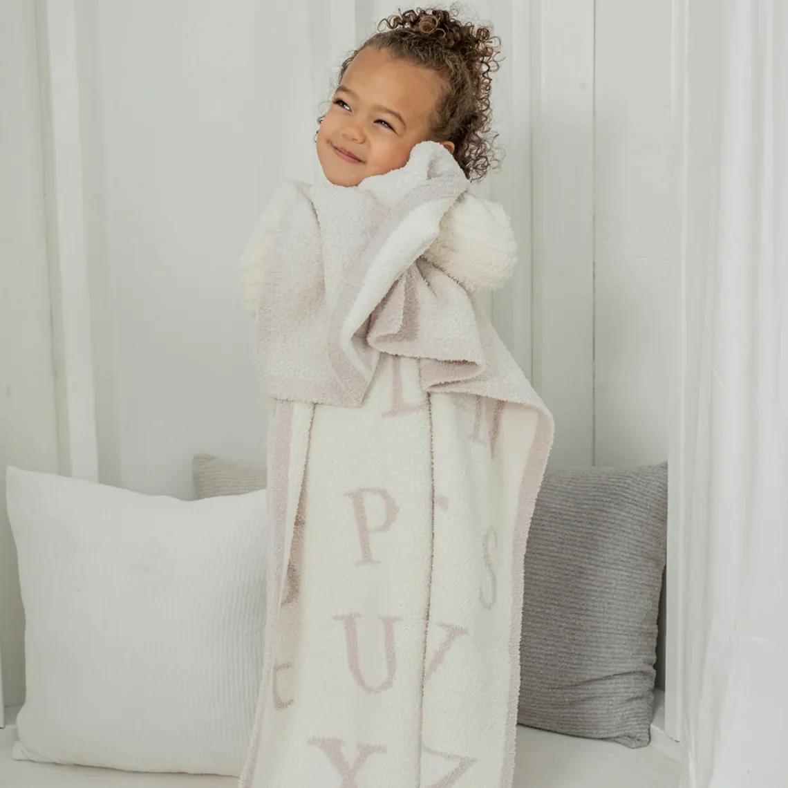 Barefoot Dreams CozyChic Stone and Cream ABC Baby Blanket - Image 2