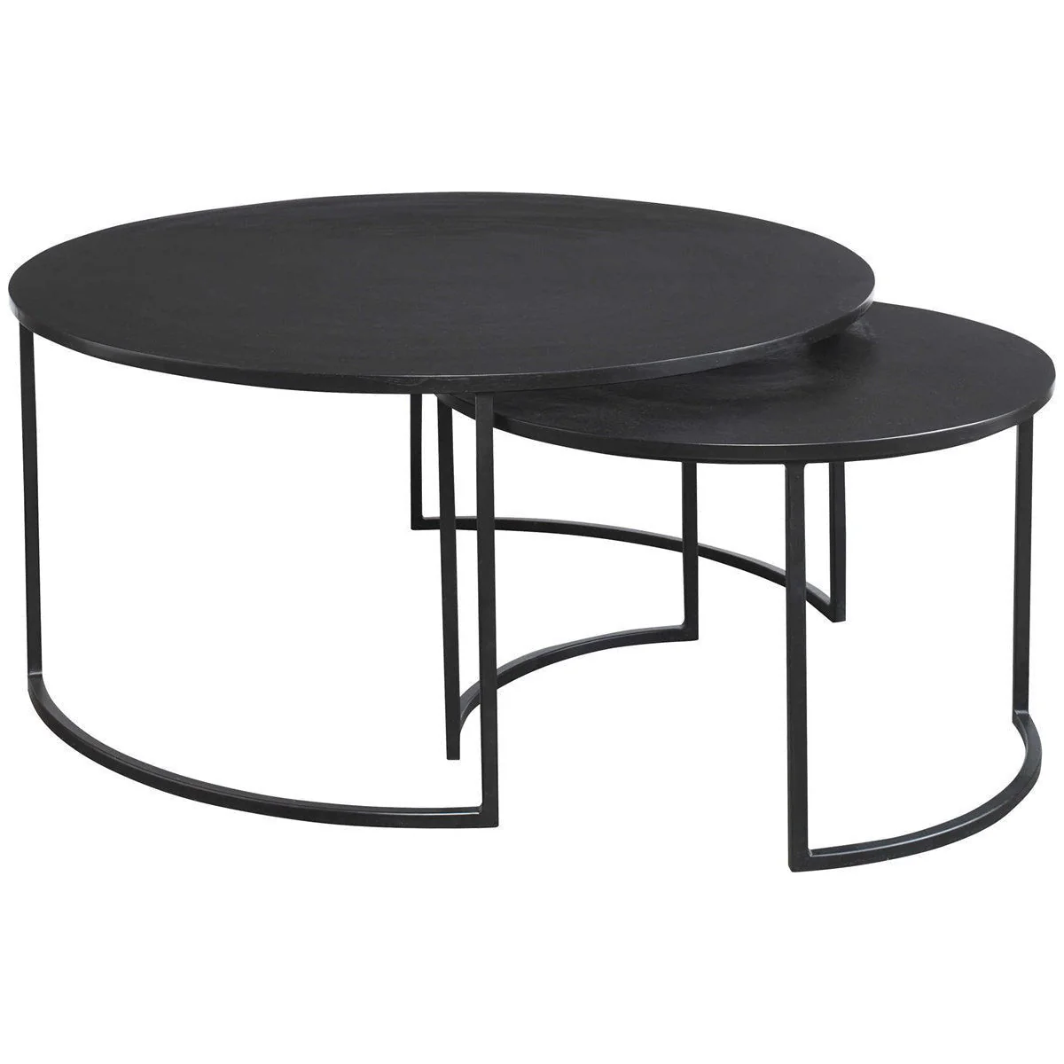 Uttermost Barnette Black Top with Aged Black Iron Base Set of 2 Coffee Nesting Tables