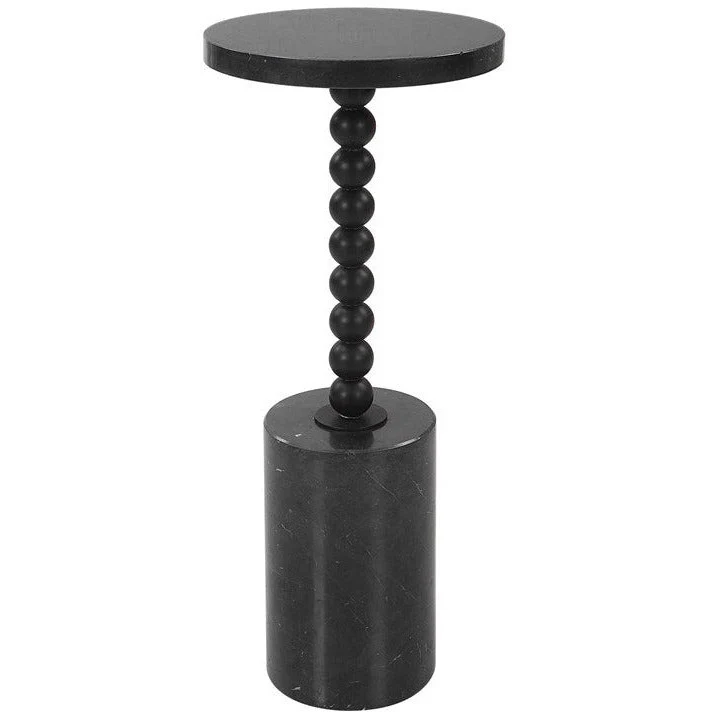 Uttermost Bead Black Marble Round Accent Drink Table - Image 2