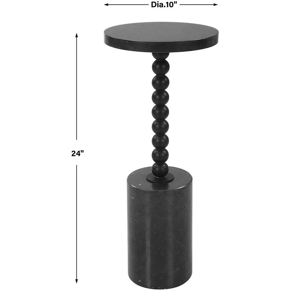 Uttermost Bead Black Marble Round Accent Drink Table - Image 5