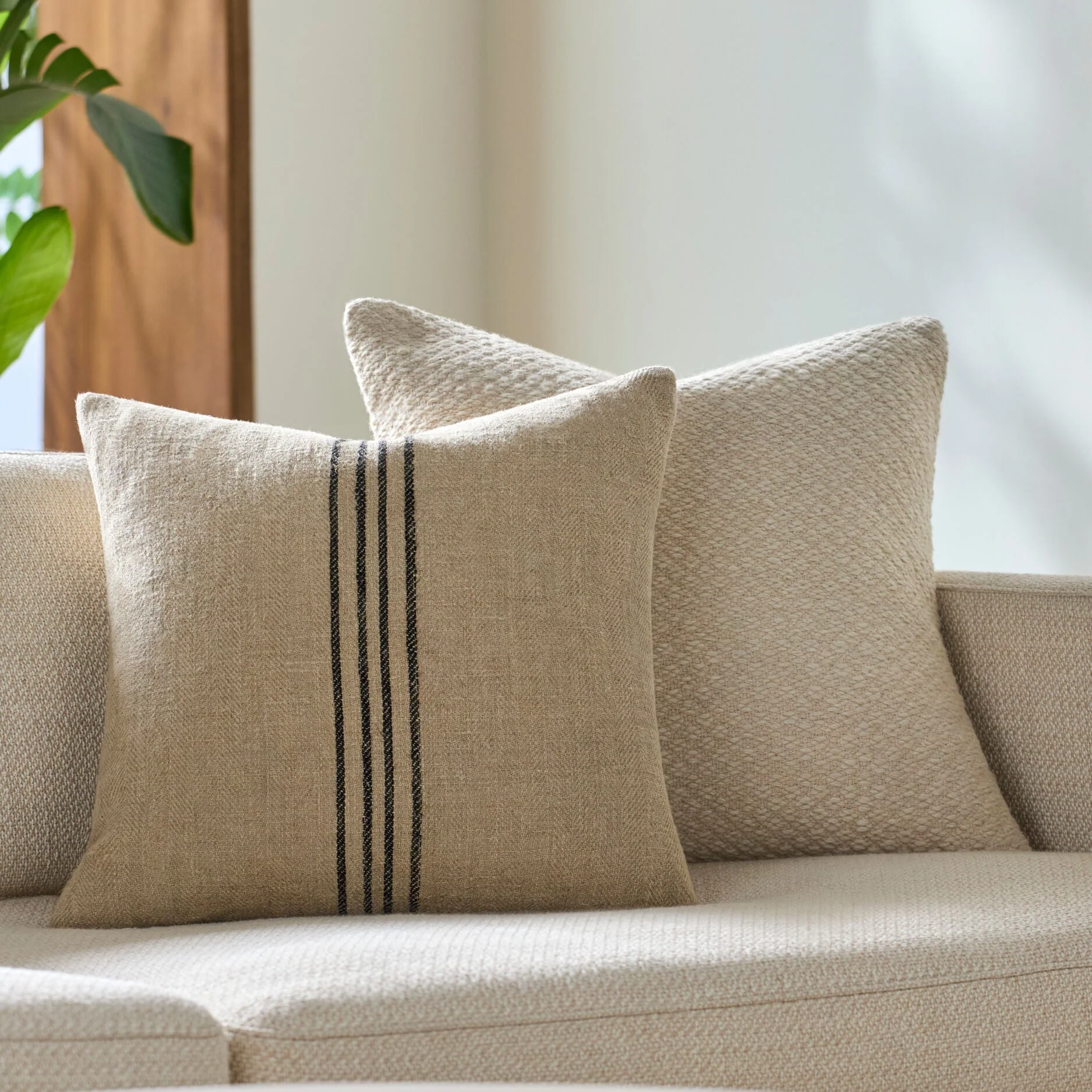Becki Owens x LIVABLISS Brett Pillow in Cream with Thin Black Stripes