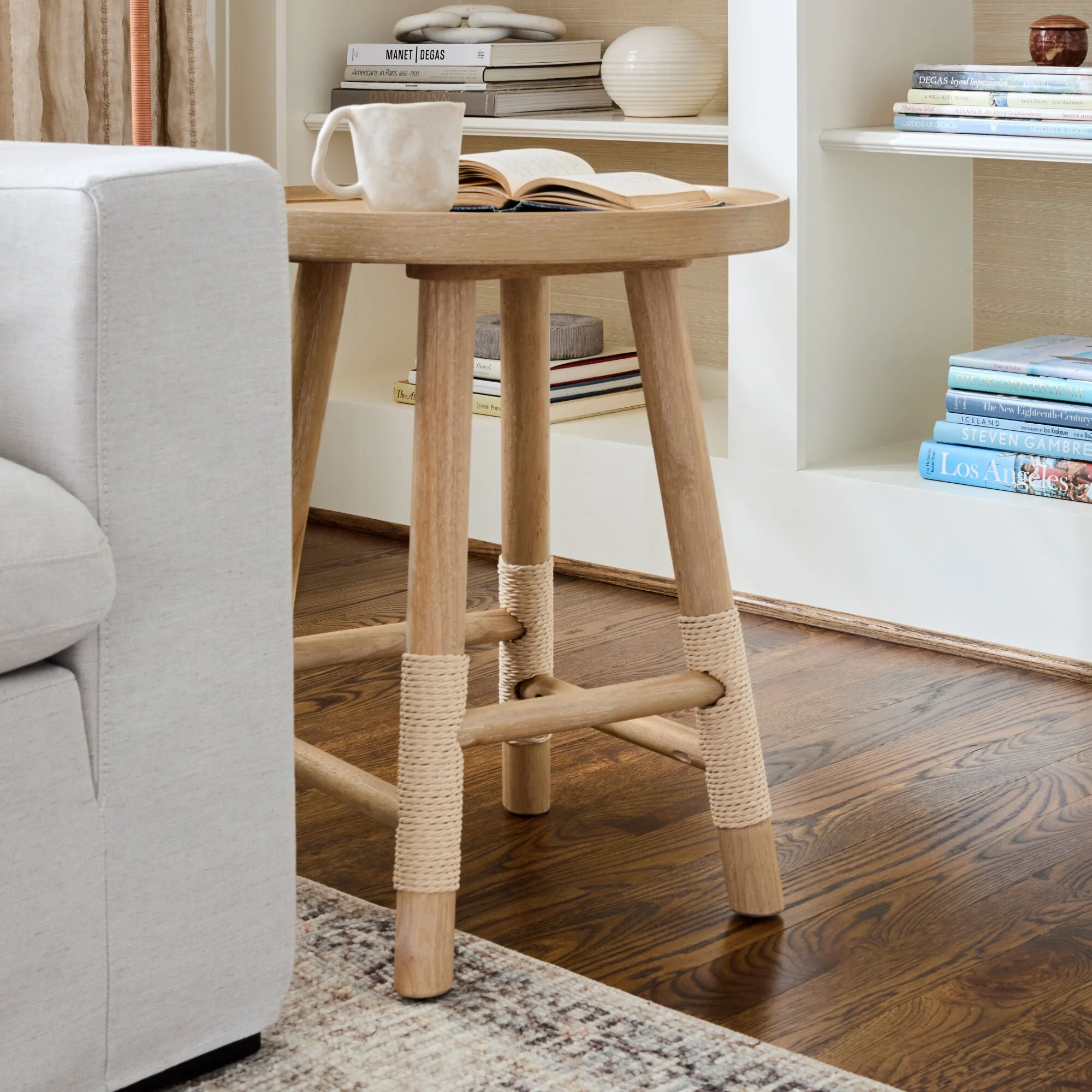 Becki Owens x LIVABLISS Esmarca End Table in Brown with Cord Accents
