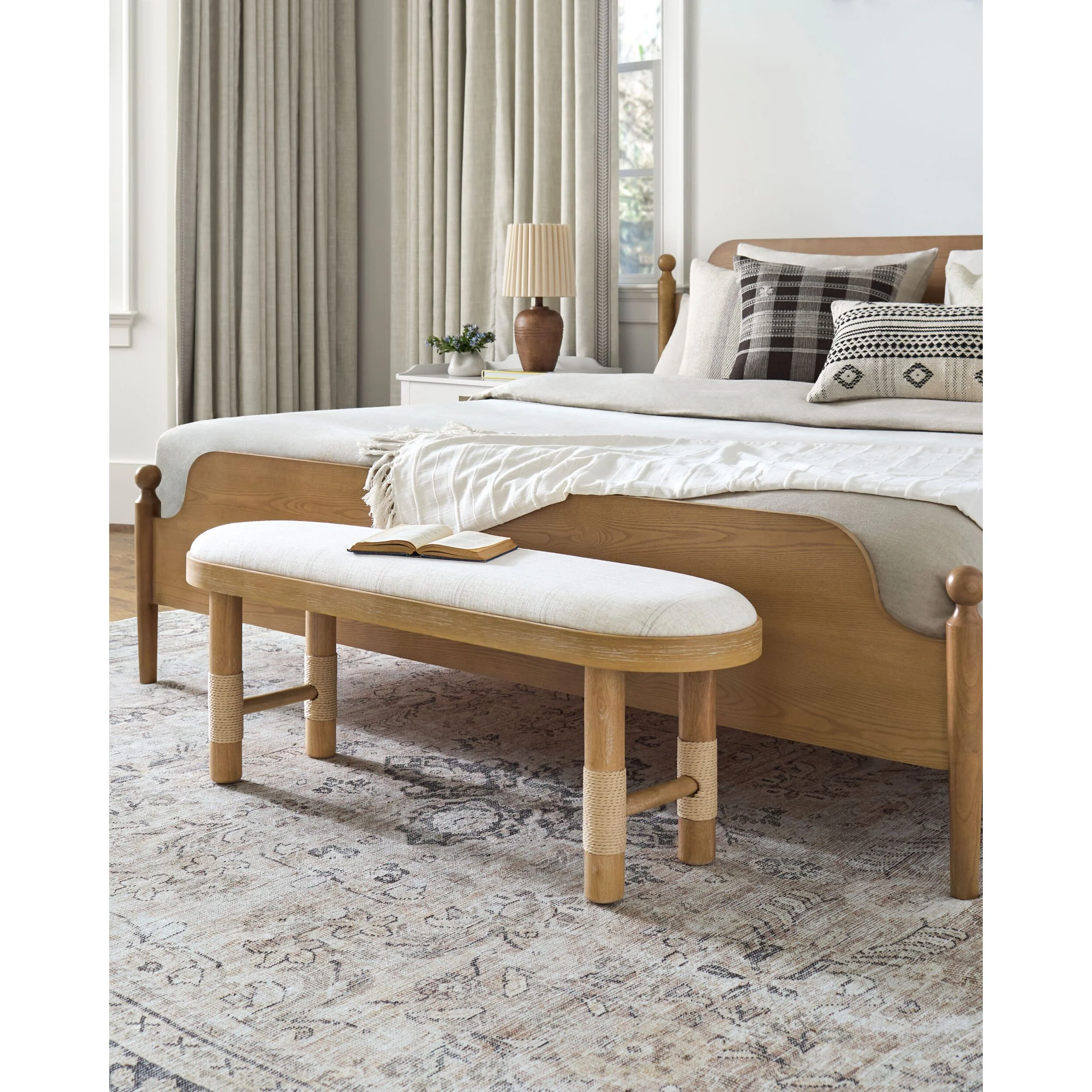Becki Owens x LIVABLISS Esmarca Upholstered Bench in Light Beige - Image 2