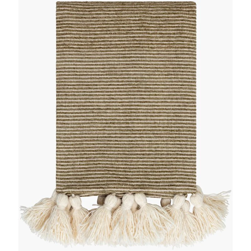 Becki Owens x LIVABLISS Kapri Cotton Throw in Olive with Cream Stripe ~ 50" x 60" - Image 2