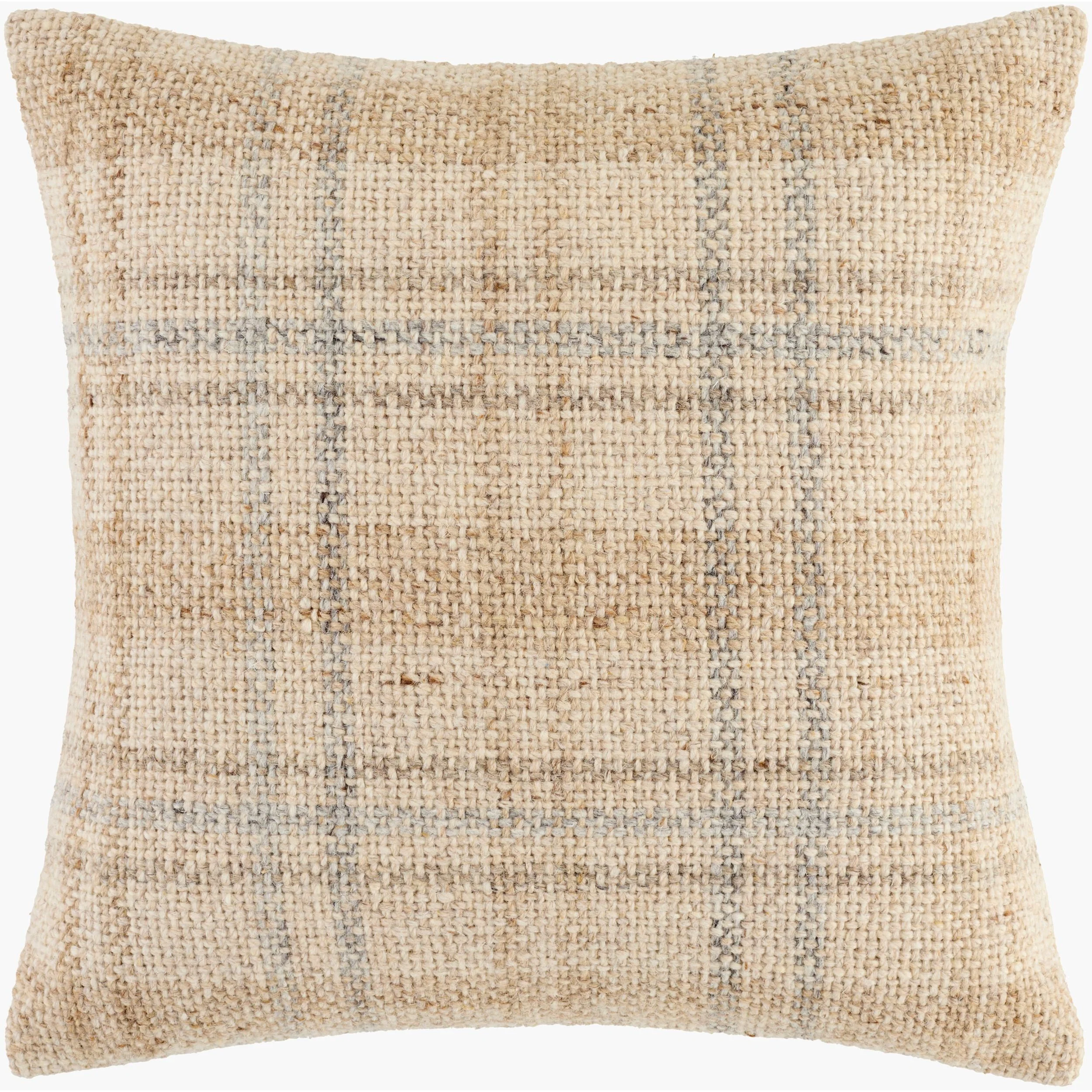 Becki Owens x LIVABLISS Ladera Pillow in Taupe, Beige and Gray Plaid - Image 2